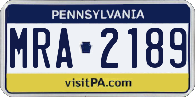 PA license plate MRA2189