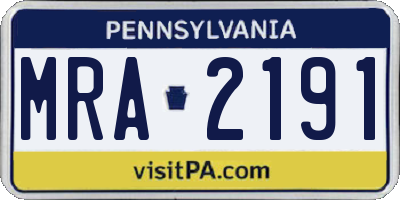 PA license plate MRA2191