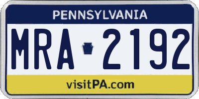 PA license plate MRA2192