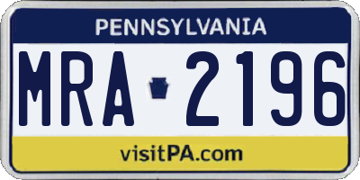 PA license plate MRA2196
