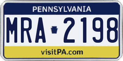 PA license plate MRA2198