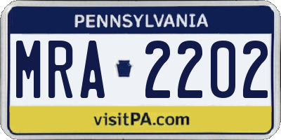 PA license plate MRA2202