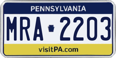 PA license plate MRA2203