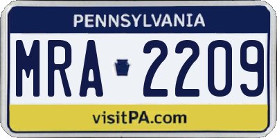 PA license plate MRA2209
