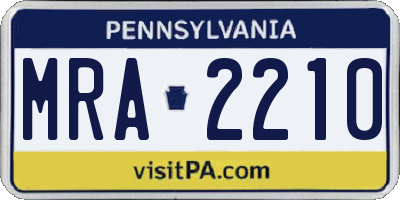 PA license plate MRA2210