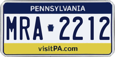 PA license plate MRA2212