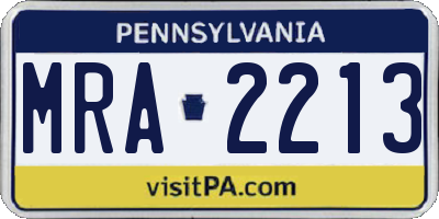 PA license plate MRA2213