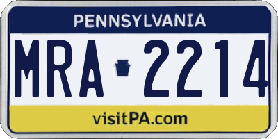 PA license plate MRA2214