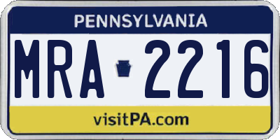 PA license plate MRA2216