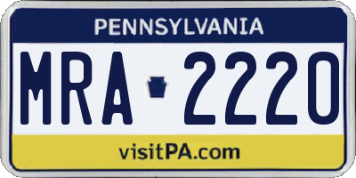 PA license plate MRA2220