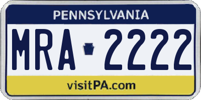 PA license plate MRA2222