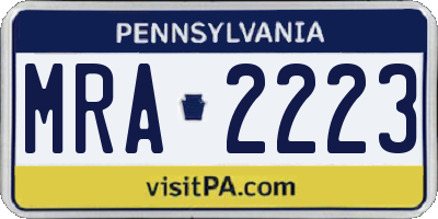PA license plate MRA2223