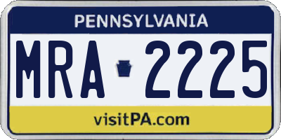 PA license plate MRA2225