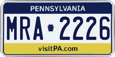PA license plate MRA2226