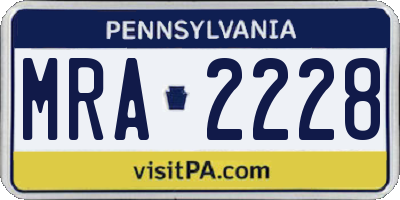 PA license plate MRA2228