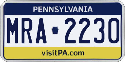 PA license plate MRA2230