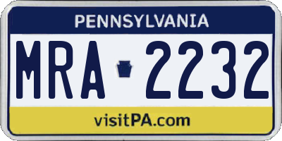 PA license plate MRA2232