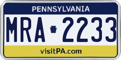 PA license plate MRA2233