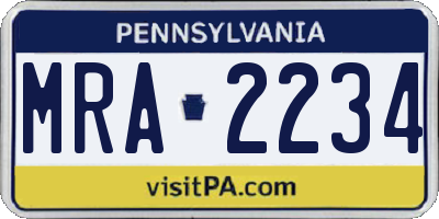 PA license plate MRA2234