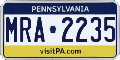 PA license plate MRA2235
