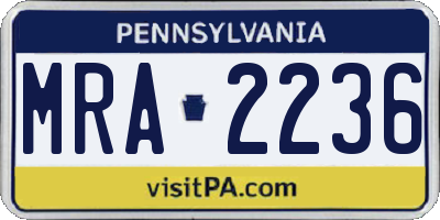 PA license plate MRA2236