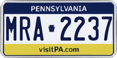 PA license plate MRA2237