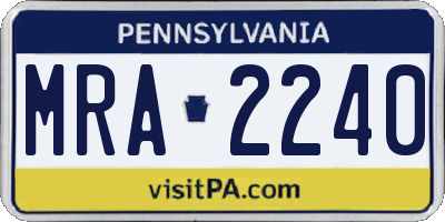 PA license plate MRA2240