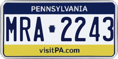 PA license plate MRA2243