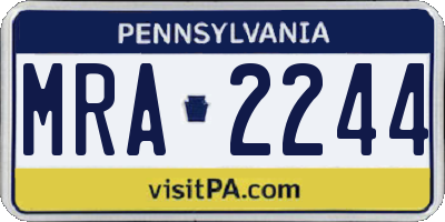 PA license plate MRA2244