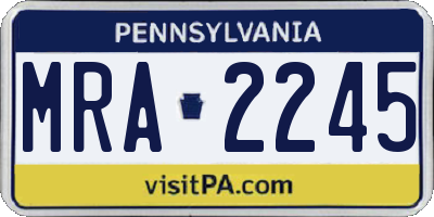PA license plate MRA2245