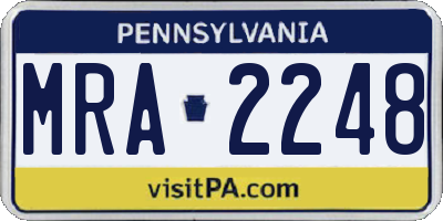 PA license plate MRA2248
