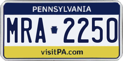 PA license plate MRA2250