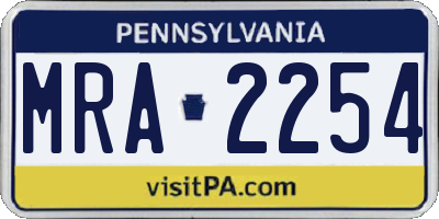 PA license plate MRA2254