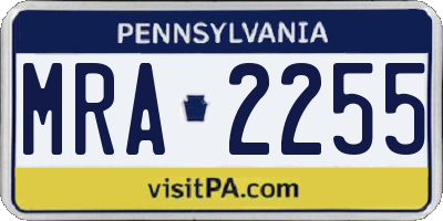 PA license plate MRA2255