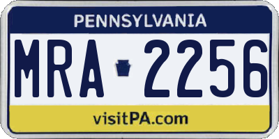 PA license plate MRA2256