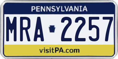 PA license plate MRA2257