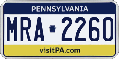 PA license plate MRA2260