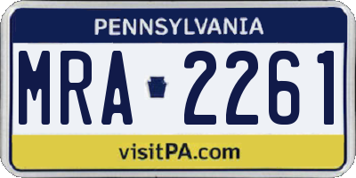 PA license plate MRA2261