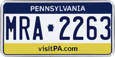 PA license plate MRA2263
