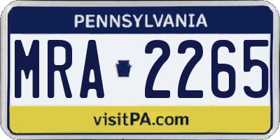 PA license plate MRA2265