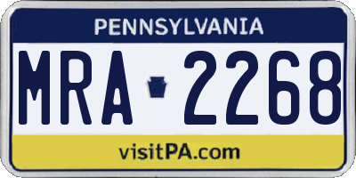 PA license plate MRA2268