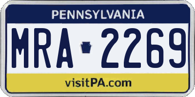 PA license plate MRA2269
