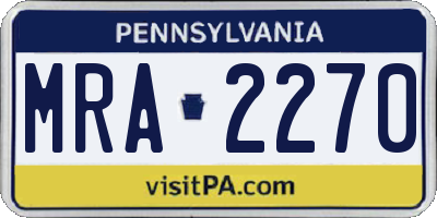 PA license plate MRA2270