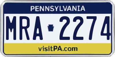 PA license plate MRA2274