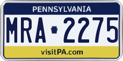 PA license plate MRA2275