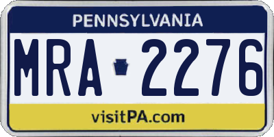 PA license plate MRA2276