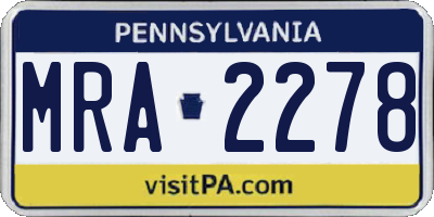 PA license plate MRA2278