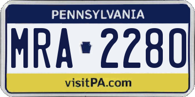 PA license plate MRA2280