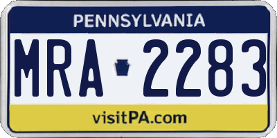 PA license plate MRA2283