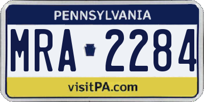 PA license plate MRA2284